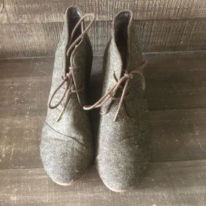 Toms Herringbone Bootie wedges